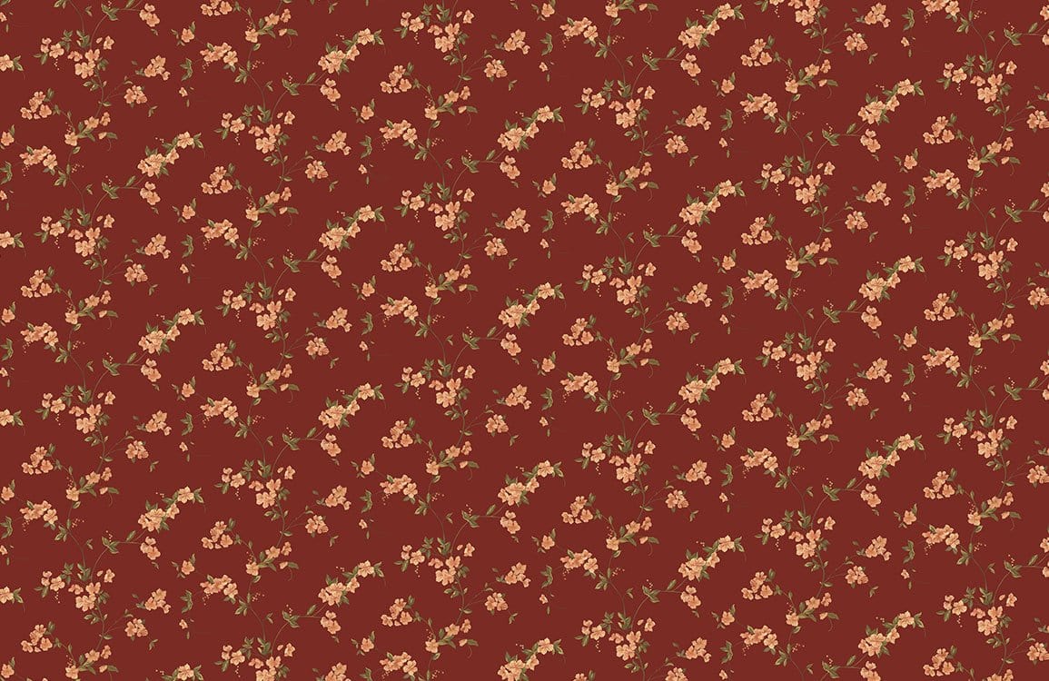 Vintage Floral Red Mural Wallpaper