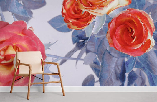 Red Rose Blossom Flower Wallpaper Room Decoration Idea