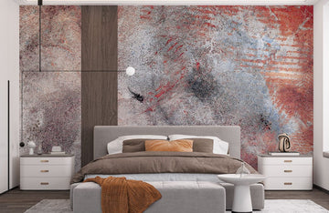 Rustic Abstract Orange Texture Mural Wallpaper