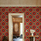 a bohemian red flower pattern wallpaper mural for the hallway