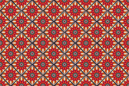 mural wallpaper with repeating red flowers for your home's dcor