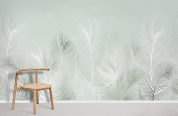 Elegant Feather Design Neutral Mural Wallpaper