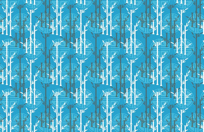 Repeat Bamboo Pattern Blue Wallpaper