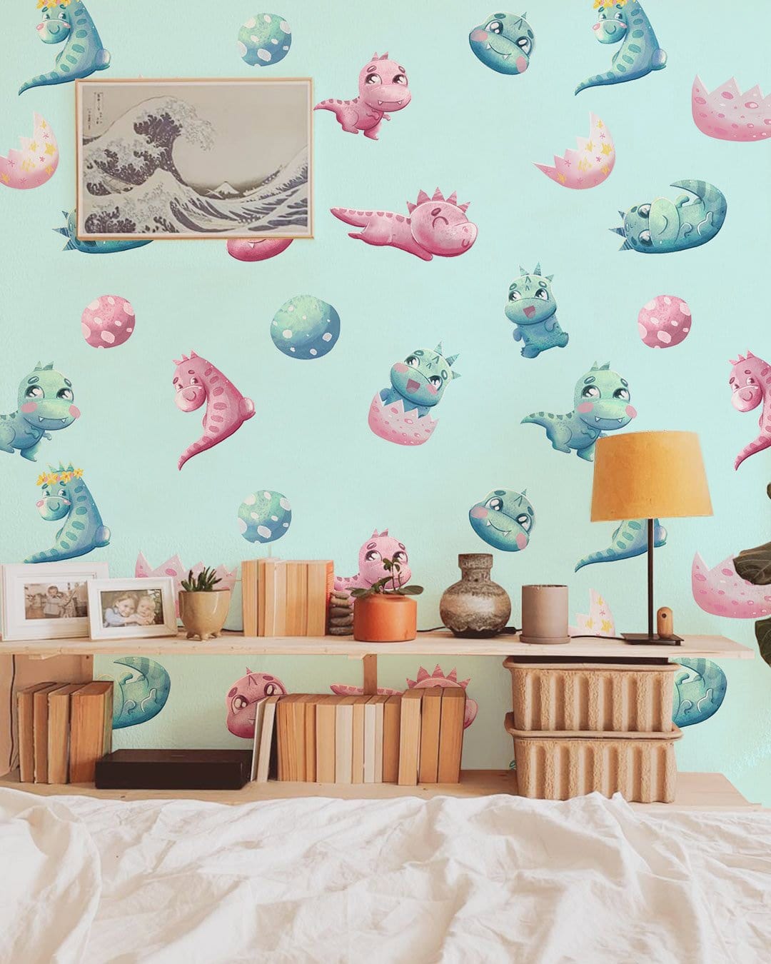 Colorful Dinosaur Baby Wallpaper Mural