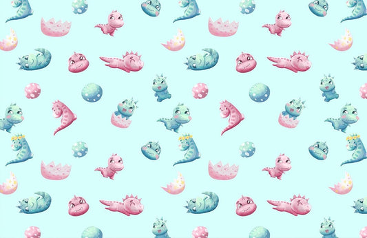 Cute Dinosaur Cartoon Kids Mural Wallpaper