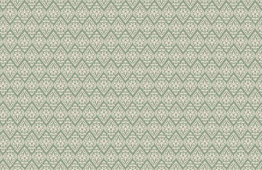 Elegant Emerald Green Damask Mural Wallpaper