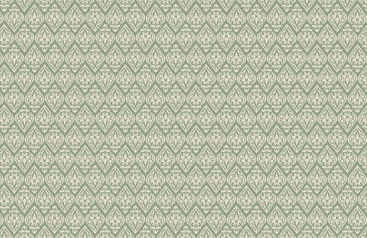 Elegant Emerald Green Damask Mural Wallpaper