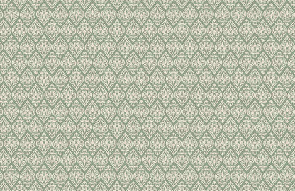 Elegant Emerald Green Damask Mural Wallpaper