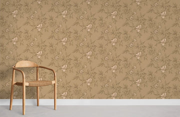 Vintage Beige Floral Pattern Mural Wallpaper