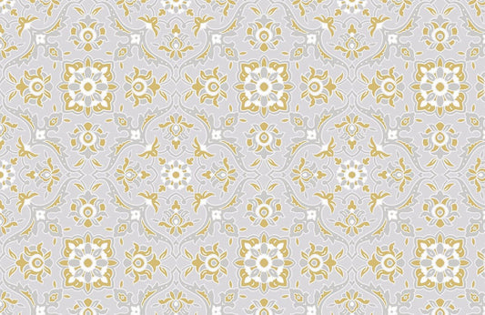 Elegant Gold Floral Damask Wallpaper Mural