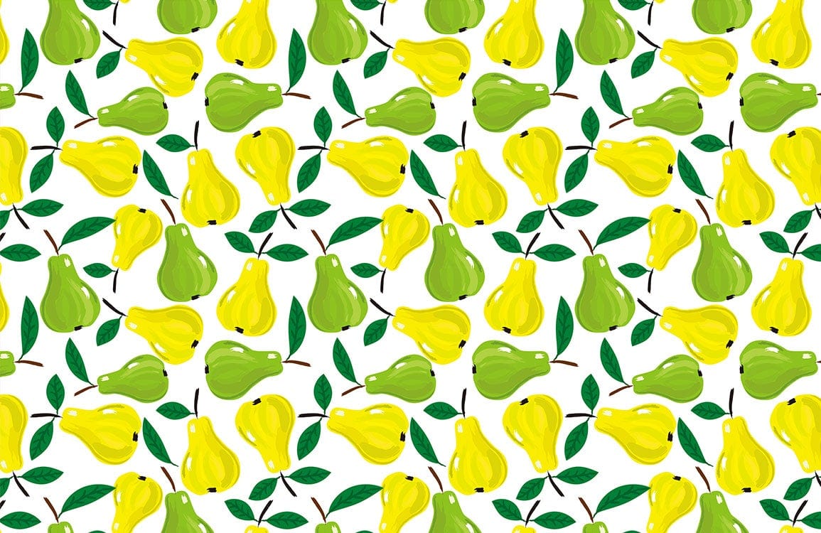 Vibrant Yellow Green Pear Mural Wallpaper