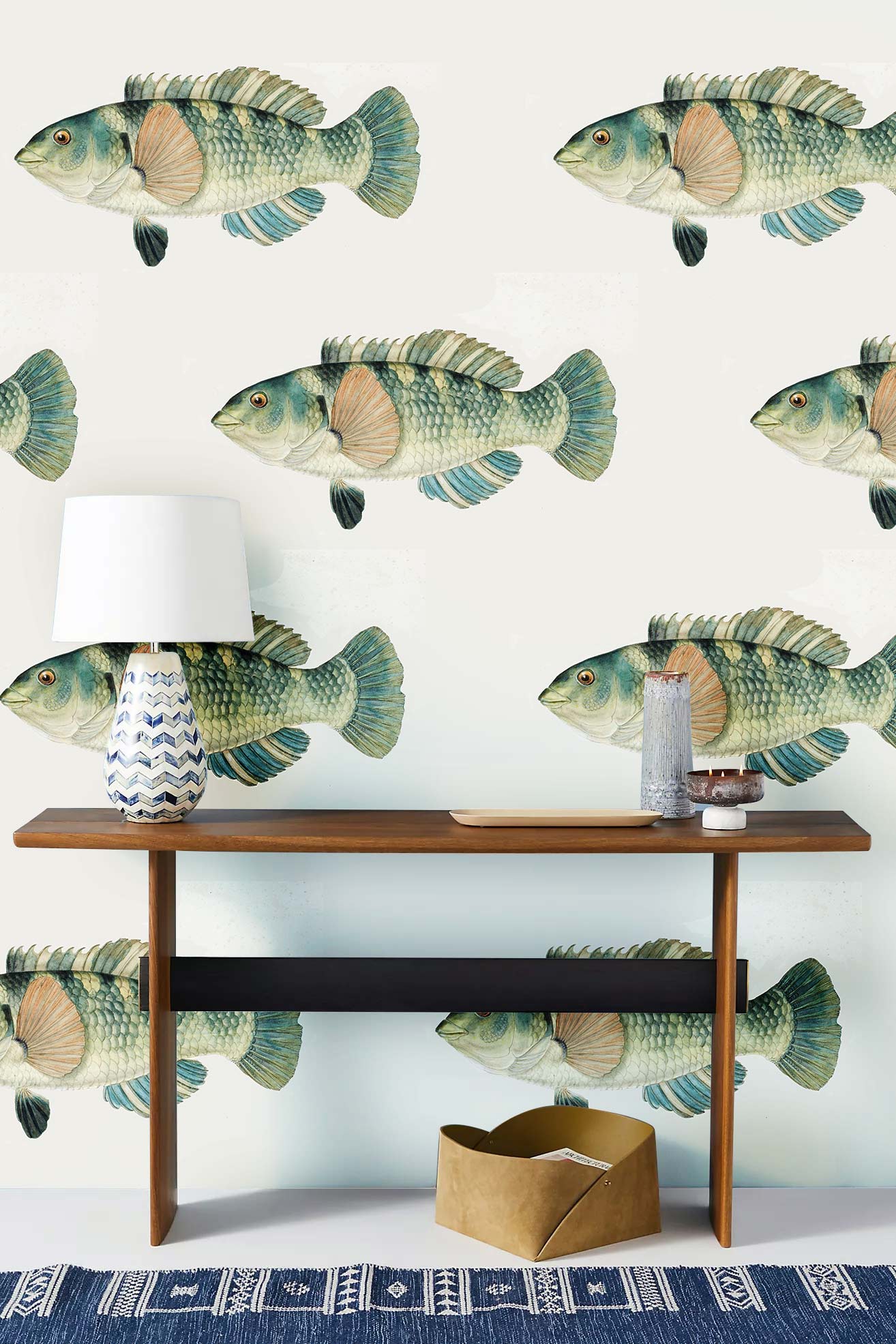 Repeated Wrasse Fish Mural Decoration Art