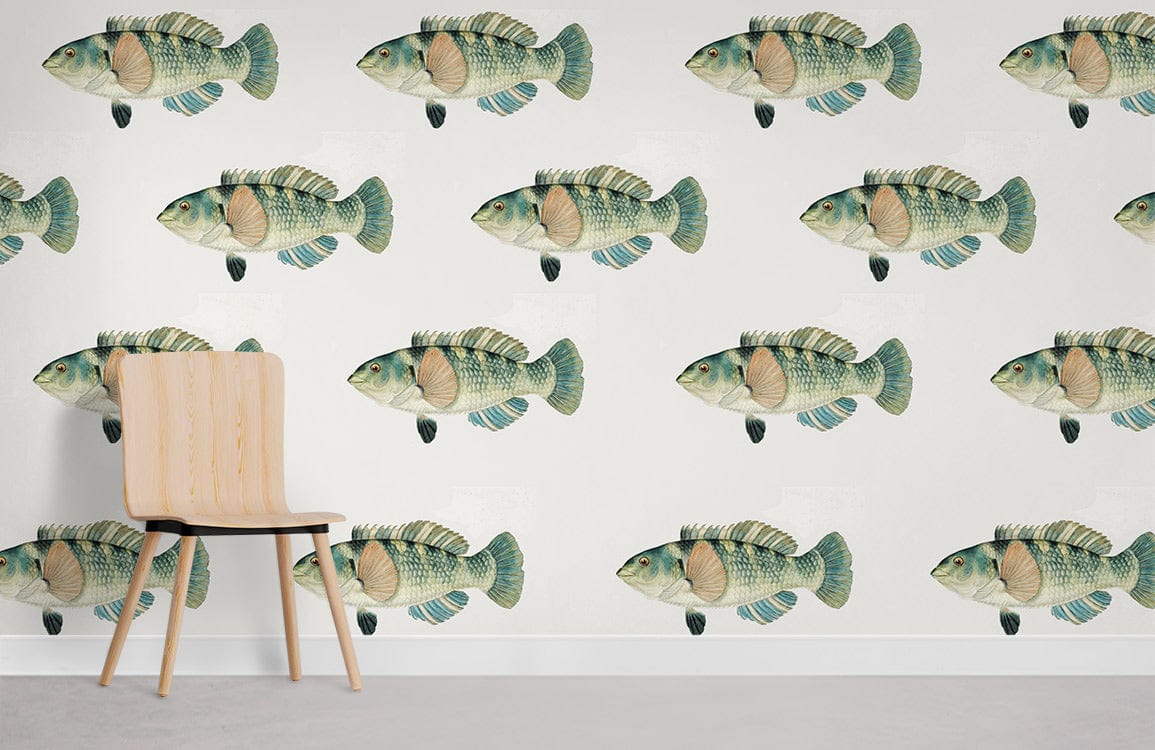 Repeated Wrasse Fish Wall Mural For Room