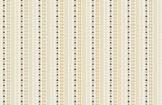 Wallpaper Mural with a Repeating Pattern of Cards and Foods
