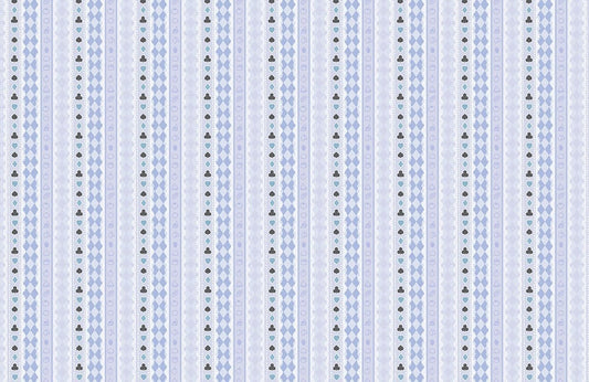 Wallpaper Mural with a Repeating Pattern of Cards and Foods