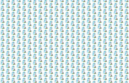 repeating lighthouse patterns on blue wallpaper