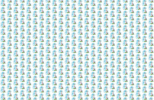 repeating lighthouse patterns on blue wallpaper