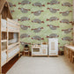 Charming Sloth Green Nursery Mural Wallpaper in playroom