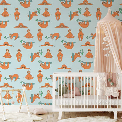 Whimsical Foxes Children's Room Mural Wallpaper in nursery