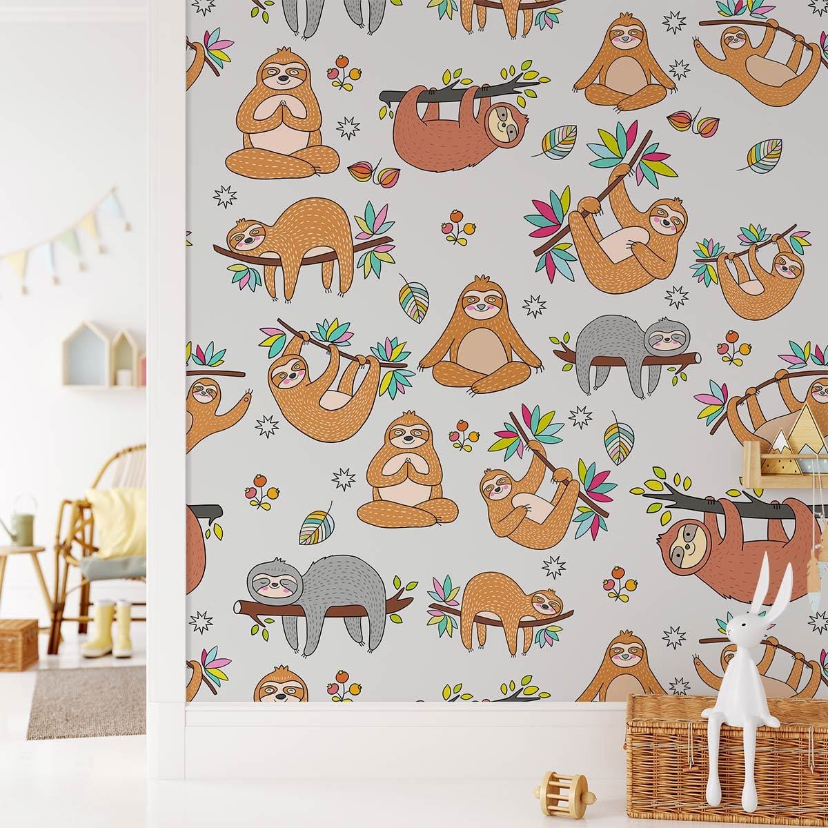 Musical Sloth Wallpaper Mural For Your Bedroom.