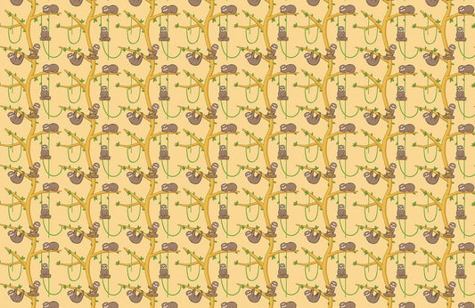 Whimsical Bicycle Patterned Yellow Mural Wallpaper