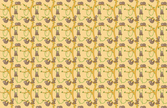Whimsical Bicycle Patterned Yellow Mural Wallpaper