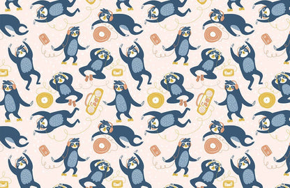 Playful Music-Loving Lemurs Mural Wallpaper