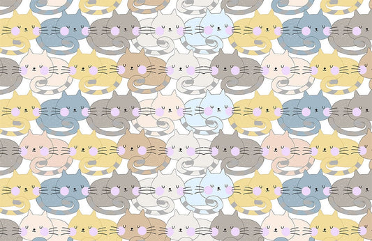 resting cats cartoon wallpaper mural for room decor