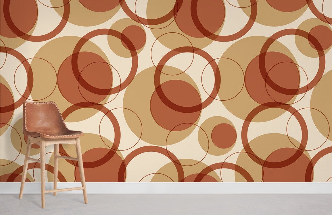 Retro Geometric Circle Pattern Mural Wallpaper