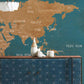 Vintage Turquoise Map Wallpaper Mural Used as Décor in the Hallway