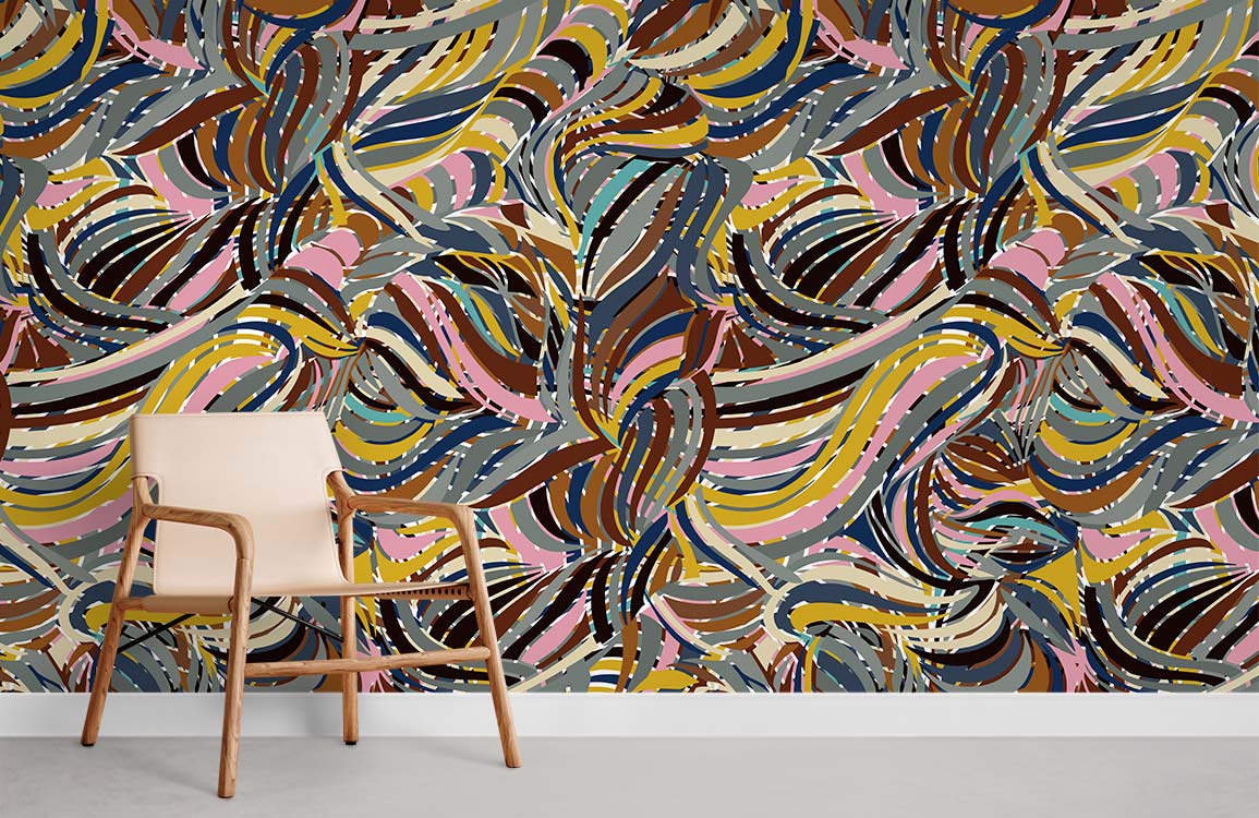 Ribbon Lining Pattern Abstract Boho Wallpaper Room