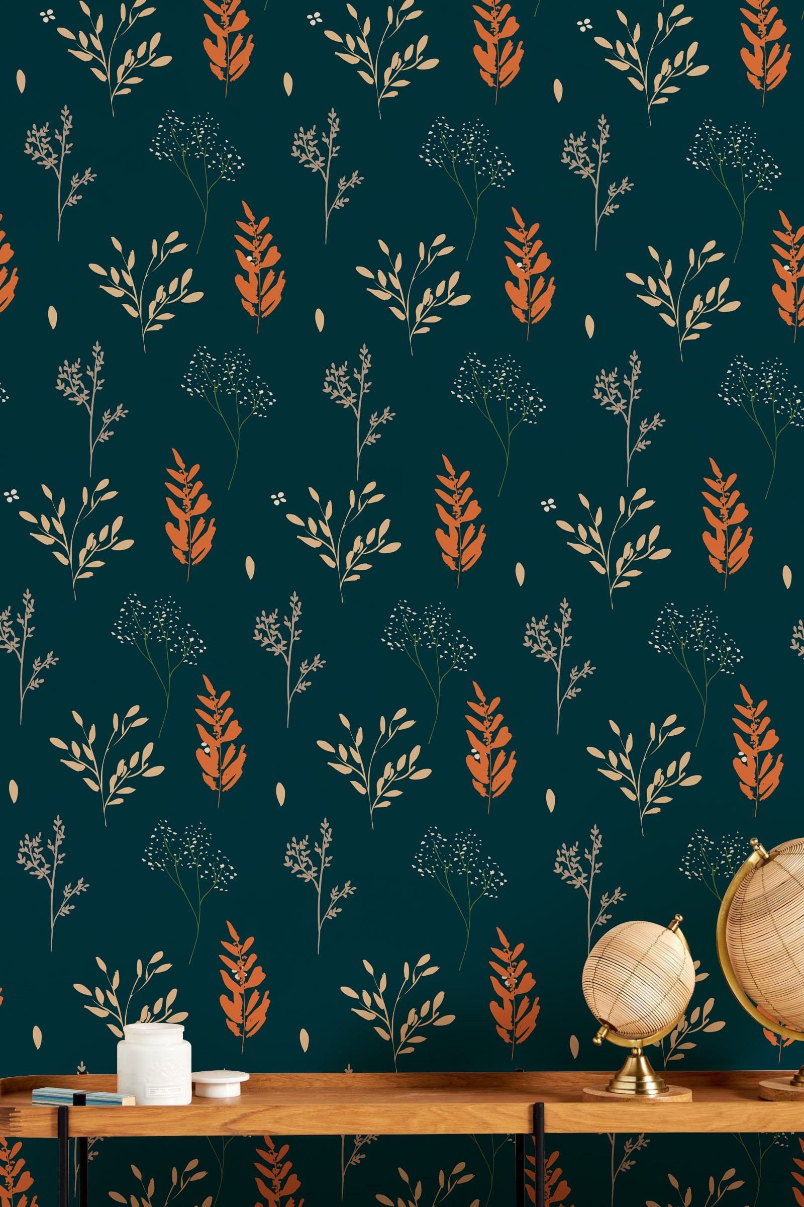 Rice Ears Pattern Wallpaper Mural for Use in the Decorating of the Study Room