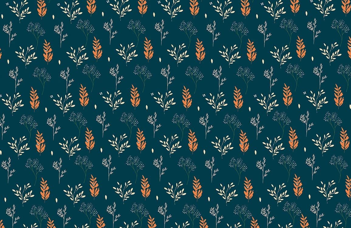 Elegant Navy Botanical Floral Mural Wallpaper