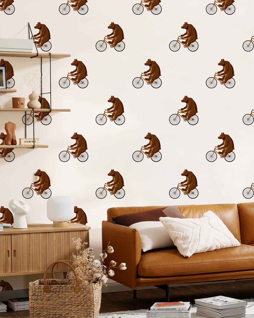 Riding Bears Animal Pattern Mural Design