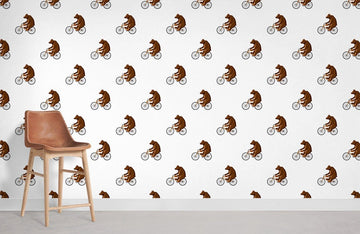 Whimsical Horse Bicycling Mural Wallpaper