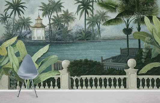 Home Decoration Featuring a Mural Wallpaper of a Tropical River