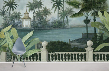 Muro Mural di Gazebo in Paesaggio Tropicale