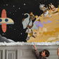 Kids' Room Wallpaper Mural Featuring the Universe and Its Free-Roaming Animals