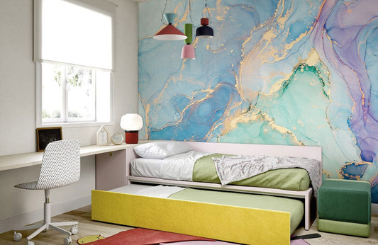 colorful marble wallpaper mural bedroom decor