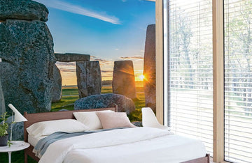 Muro in Murales del Paesaggio di Stonehenge al Tramonto