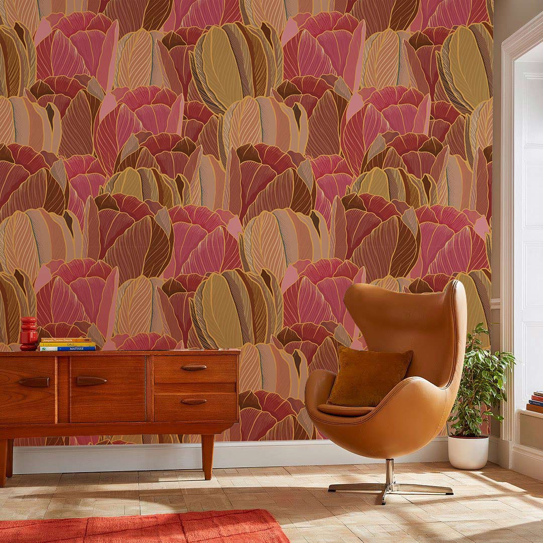 custom boomy leaf wallpaper mural for living room