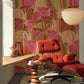 custom boomy leaf wallpaper mural for reading room decor