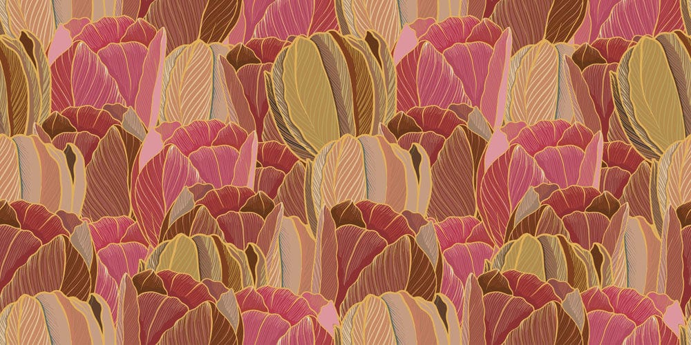 orange boomy leaf wallpaper mural for home