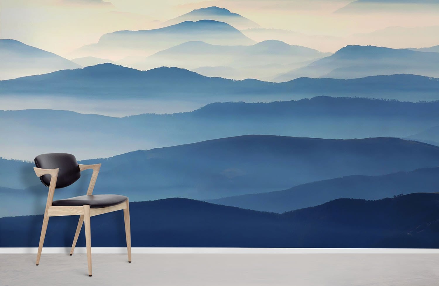 Wallpaper mural featuring blue rolling mountains, perfect for home decoration