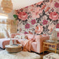 Wallpaper Mural with Romantic Bright Flowers for the Dining Room