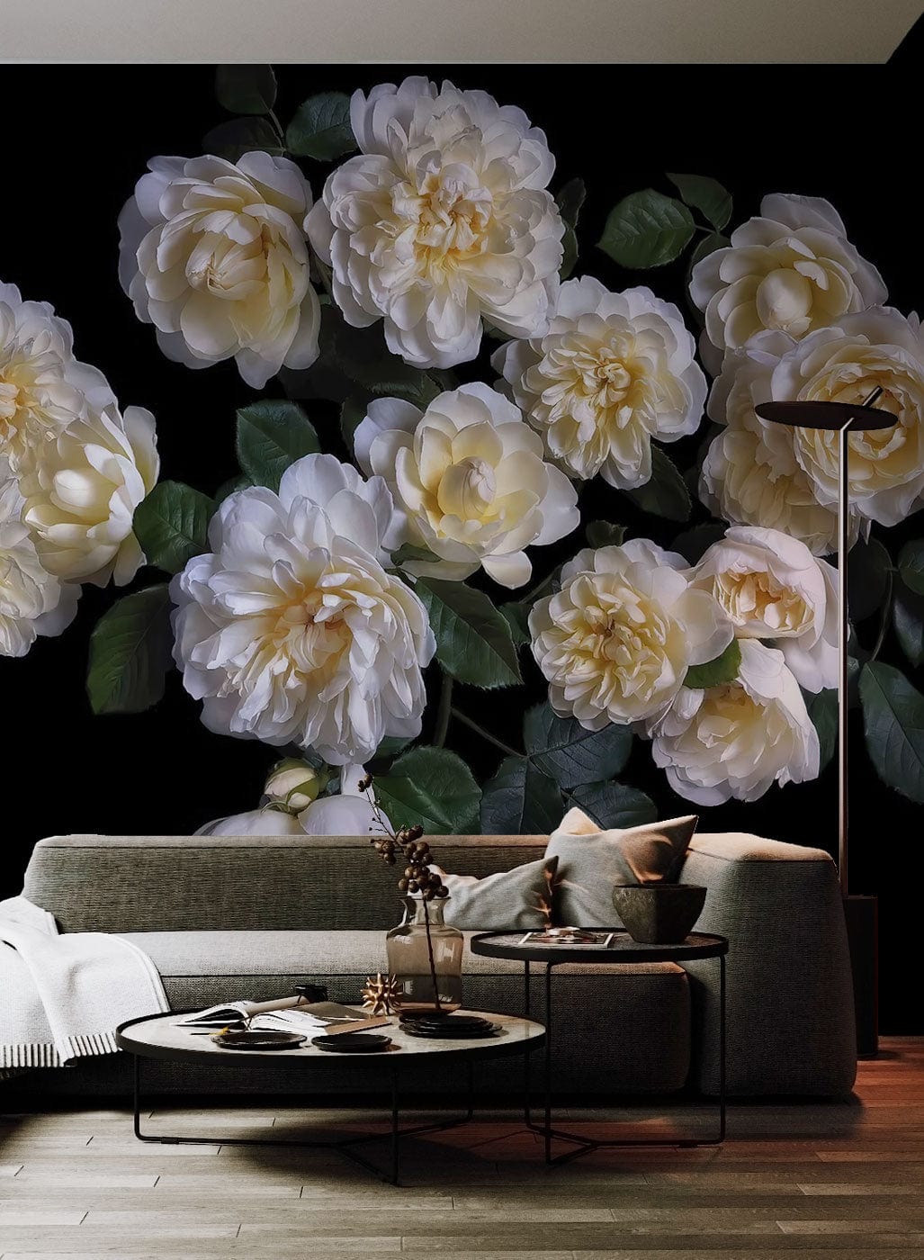 rosa blossom wallpaper mural hallway decoration