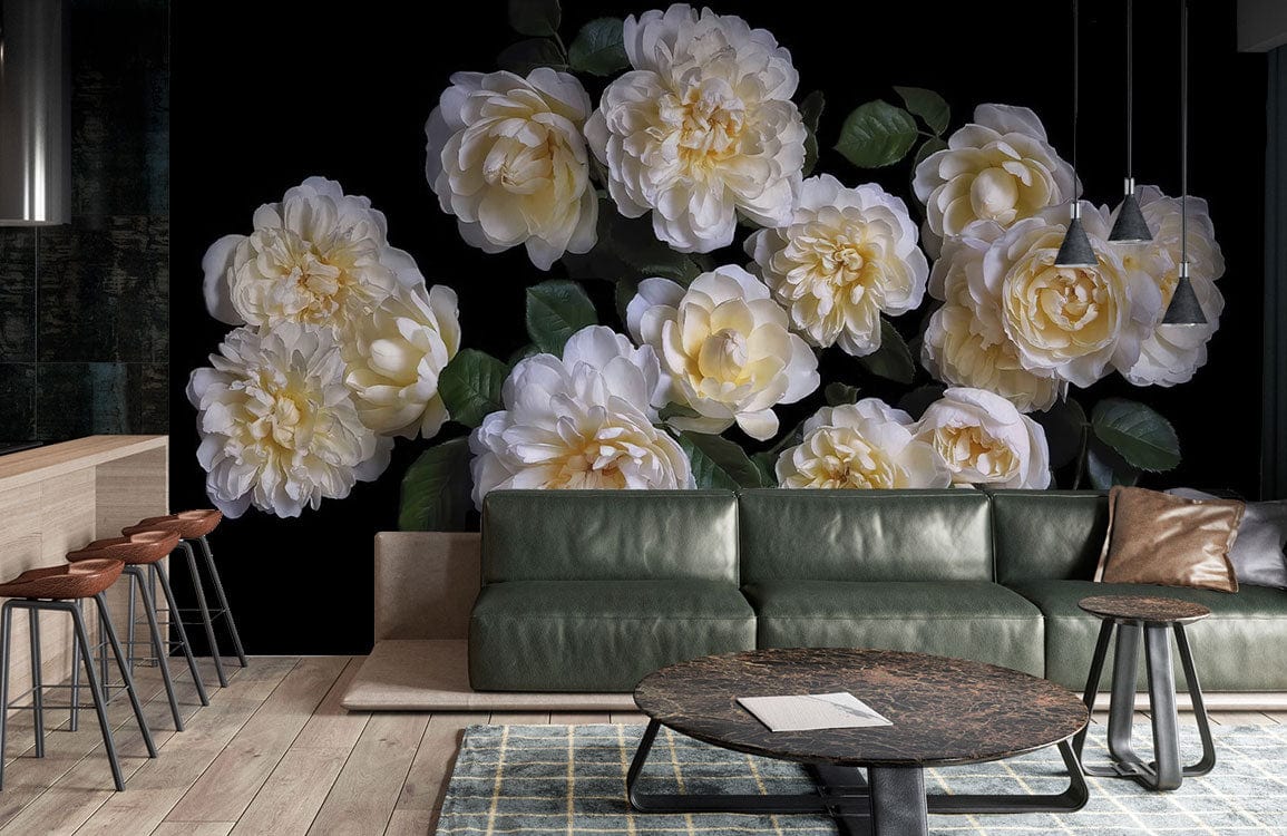 rosa blossom wallpaper mural living room decor