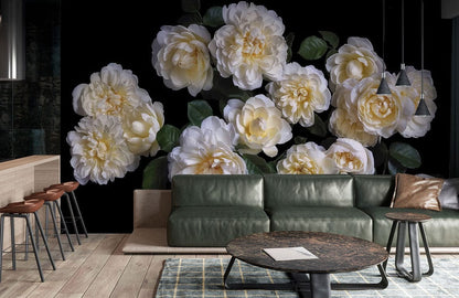 rosa blossom wallpaper mural living room decor