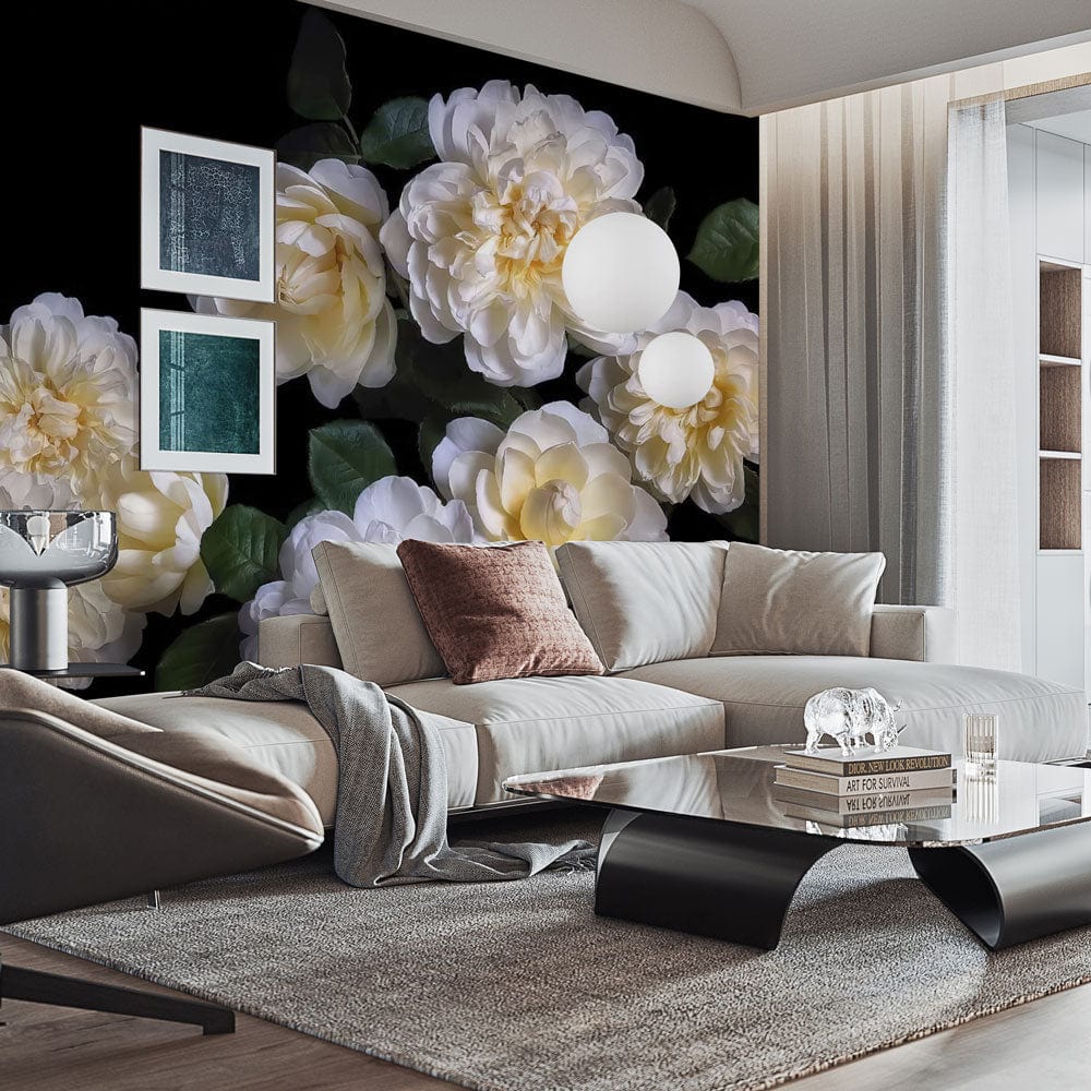 white rosa blossom custom design wall mural decor