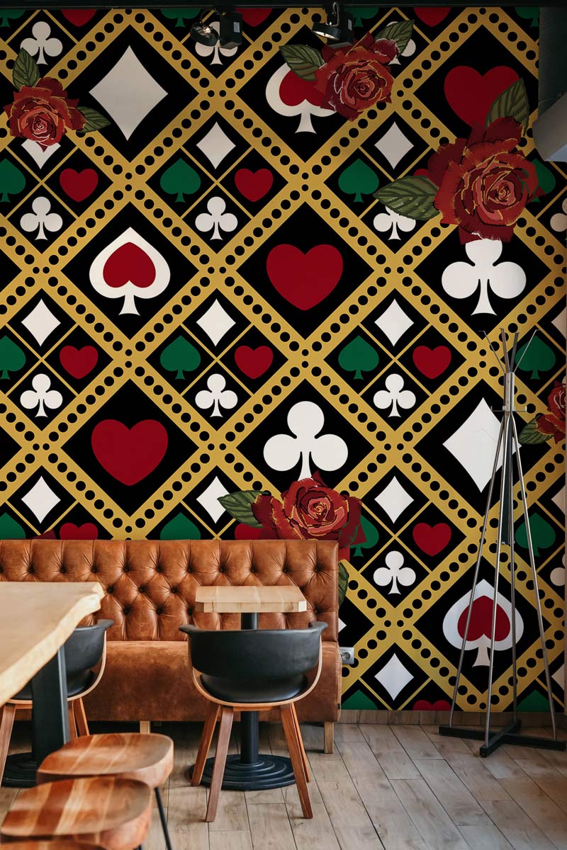 wallpaper with a distinctive poker pattern